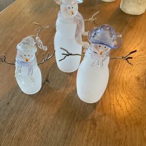 Frosted Snowman Figurines